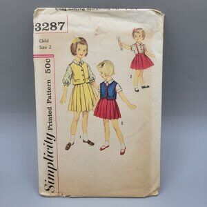 Simplicity Child Size 2 Skirt Blouse and Vest Pattern Cut Complete #3287